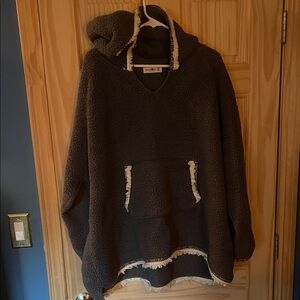 Natural Life Dark Gray Sherpa Pullover, One Size